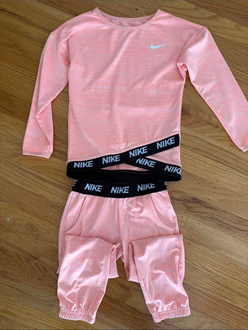 Nike Girls Peach/orange Long Sleeve Athletic Set with Branded Waistband